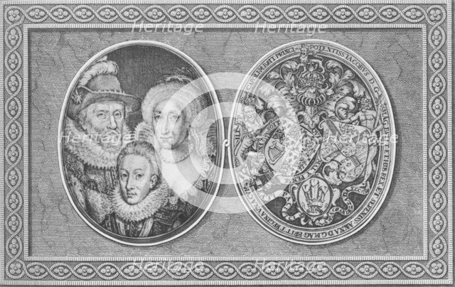 'James I Anne of Denmark and Henry, Prince of Wales', 1612, (1904). Artist: Simon de Passe.