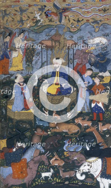 Solomon enthroned, 16th century. Creator: Zayn Al-Abidin.