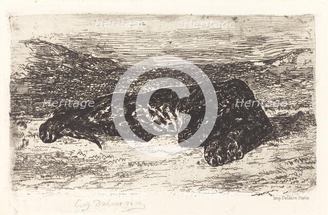 Tiger Sleeping in the Desert, c. 1830. Creator: Eugene Delacroix.