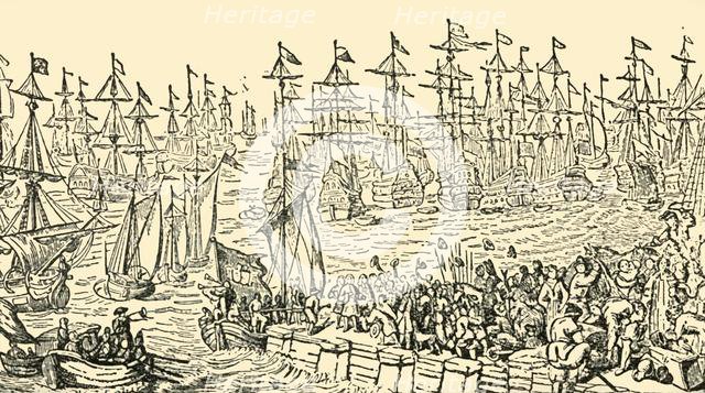 'The Embarkation of William of Orange from Holland for England, 1688', c1930. Creator: Unknown.