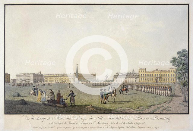 View of the Field of Mars and the Marble Palace in Saint Petersburg, 1804. Artist: Lory, Mathias Gabriel (1784-1846)