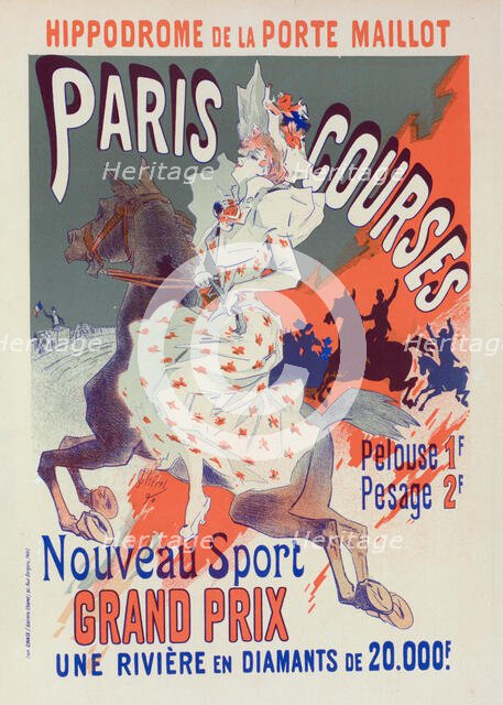 Affiche pour l'Hippodrome de la Porte-Maillot, "Paris-Courses"., c1897. Creator: Jules Cheret.