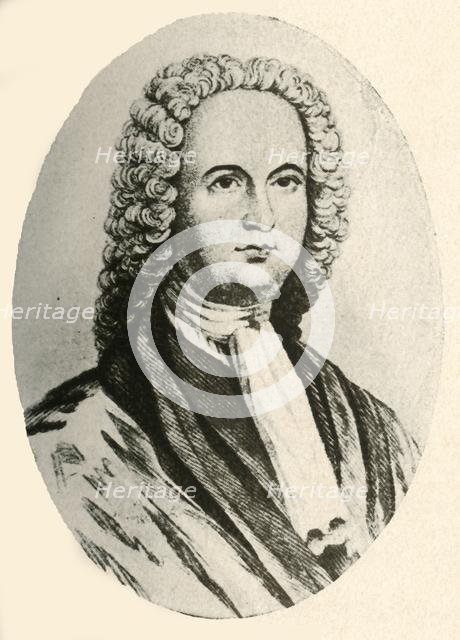 'Portrait of James Logan, in wig and judicial robe, worn in Pennsylvania', 1745, (1937). Creator: Unknown.