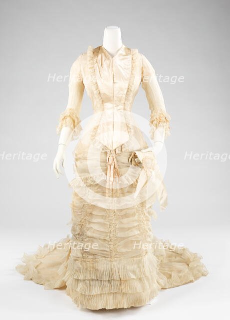 Wedding dress, American, ca. 1880. Creator: Moyen.