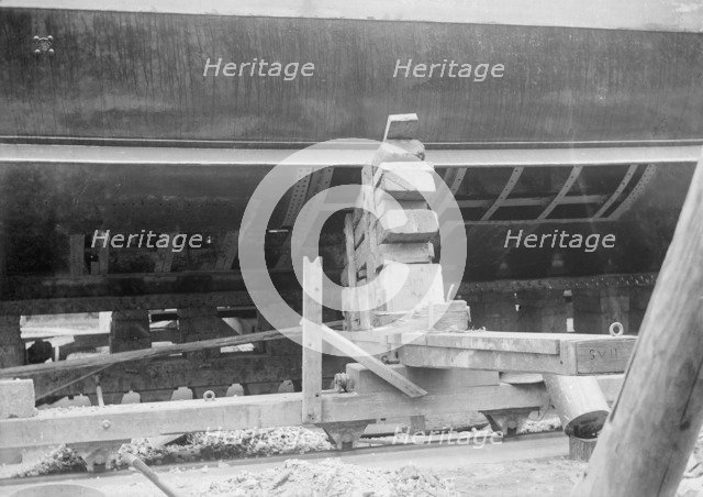 Steam yacht Branwen's hull, 1914. Creator: Kirk & Sons of Cowes.