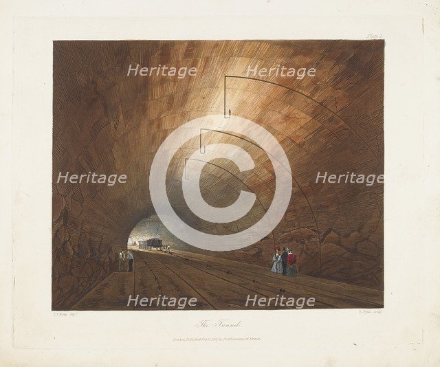 The Tunnel. From Coloured Views on the Liverpool and Manchester Railway, 1831. Artist: Bury, Thomas Talbot (1811-1877)