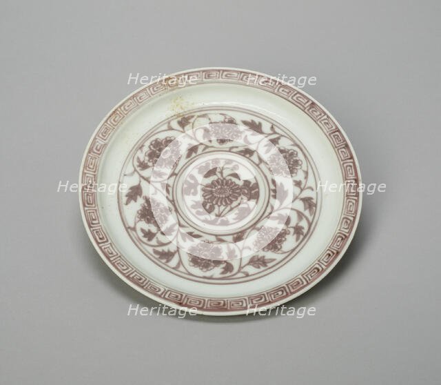 Shallow Dish with Peony Scrolls, Chrysanthemum..., Ming dynasty), Hongwu period (1368-1388). Creator: Unknown.