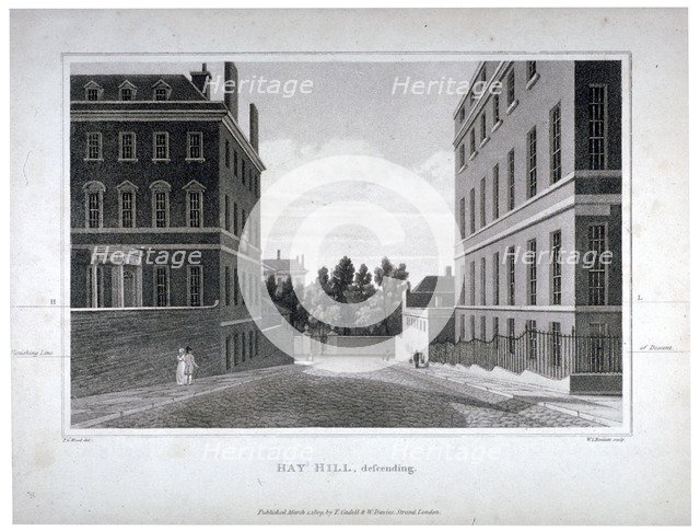 Hay Hill, Westminster, London, 1809.                                           Artist: William James Bennett