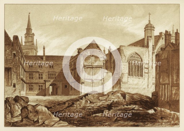 South-east view of Guildhall Chapel and Blackwell Hall, City of London, 1886. Artist: Unknown