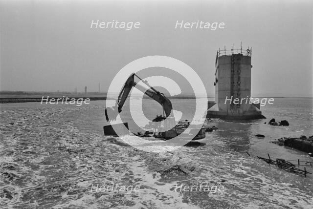Progress on the construction of the Second Severn Crossing, showing a Komatsu..., 19/08/1993. Creator: John Laing plc.