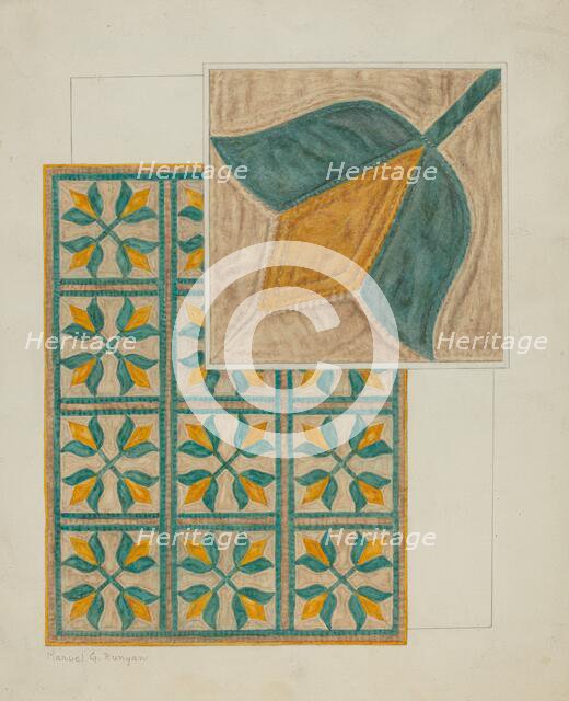 Coverlet-Applique Quilt, c. 1937. Creator: Manuel G. Runyan.