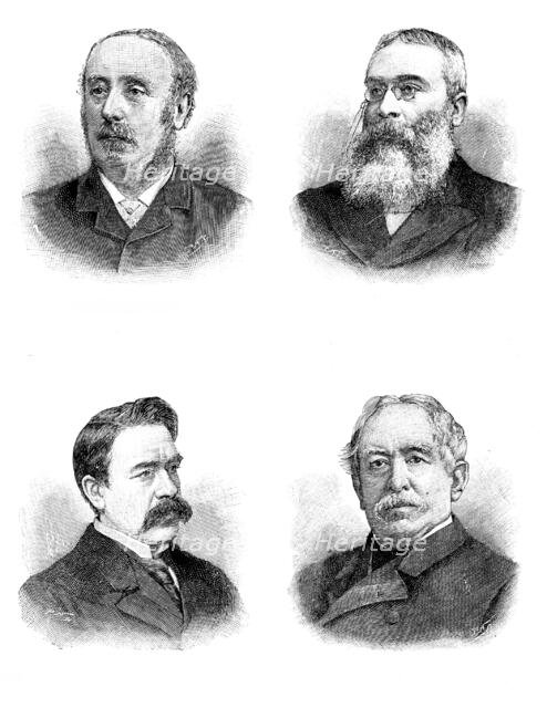 Sir Lewis Morris, Sir Walter Besant, Sir William Martin Conway, and Sir William Howard Russell,1895. Creator: P Naumann.