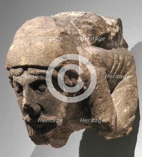 Corbel with Crouching Male Figure, Central or Western French, ca. 1150-75. Creator: Unknown.