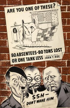 'Are you one of these? 80 Absentees - 80 tons lost or...', WWII poster, between 1939 and 1946. Creators: Central Office of Information, John T Roe.