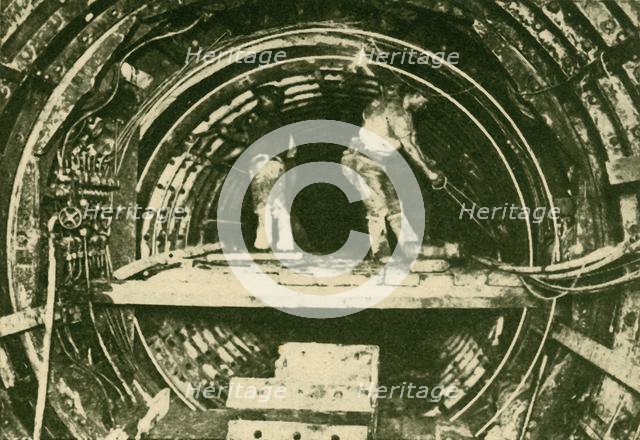 'Enlarging Tunnels on the City and South London Railway, Shoowing New and Old Diameters', 1930. Creator: Unknown.