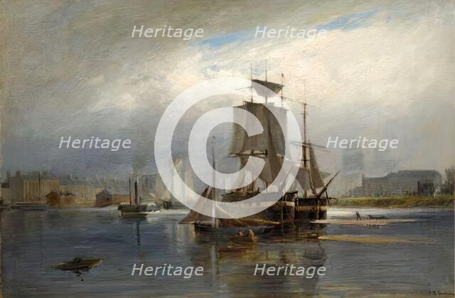 Entrance to Aberdeen Harbour - the Upper Dock, c1880s. Creator: George Russell Gowans.