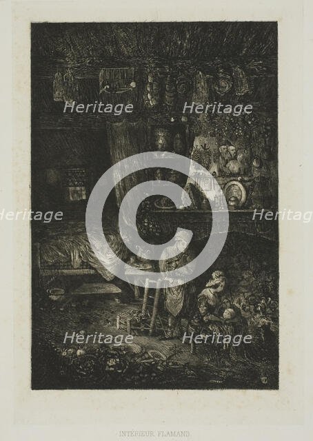 Flemish Interior, from Revue Fantaisiste, 1856. Creator: Rodolphe Bresdin.
