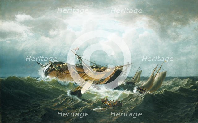 Shipwreck off Nantucket (Wreck off Nantucket after a Storm), ca. 1860-61. Creator: William Bradford.