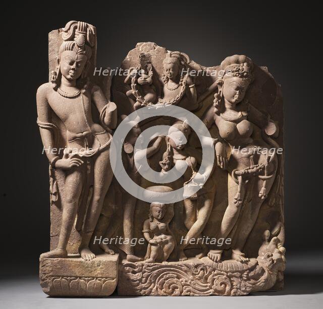 The River Goddess Ganga (Ganges) and Attendants, c.800. Creator: Unknown.