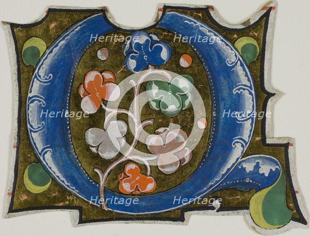 Decorated Initial "Q" with Three Balls and Six Leaves from a Choir Book, 14th century or..., c. 1920 Creator: Unknown.