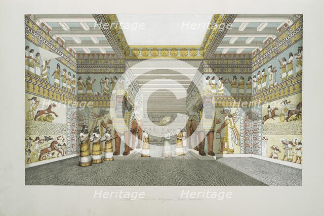 Hall in an Assyrian palace. Reconstruction, 1849. Creator: Layard, Sir Austen Henry (1817-1894).