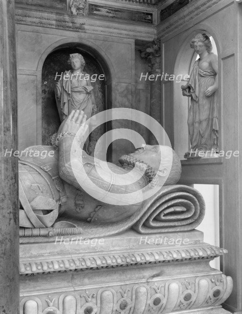 Detail of the Cordell monument, Holy Trinity, Long Melford, Suffolk, 1960. Artist: Laurence Goldman