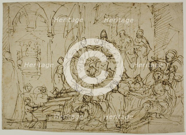 Enthroned King with Attendants, n.d. Creator: Domenico Cresti.