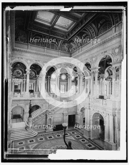 Library of Congress central stair hall, 1900 or 1901. Creator: Unknown.