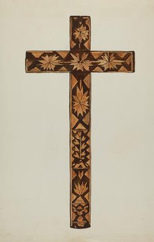 Straw Inlay Cross, c. 1937. Creator: Marjery Parish.