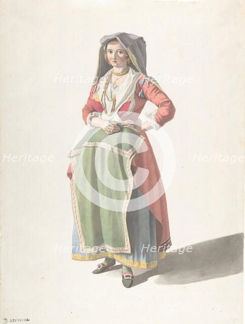 Young Woman Standing in Traditional Neapolitan Dress, ca. 1775-1821. Creator: Giovanni Battista Lusieri.