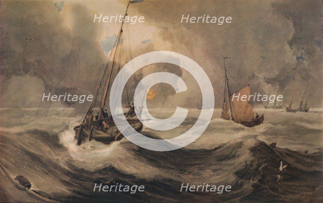 'Dutch Schuyts off Flushing', 19th century, (1935). Artist: Francois Louis Thomas Francia.