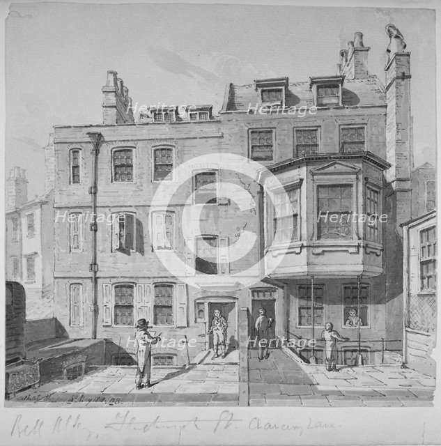 Houses in the northern section of Bell Yard, Chancery Lane, City of London, 1818.                    Artist: Robert Blemmell Schnebbelie