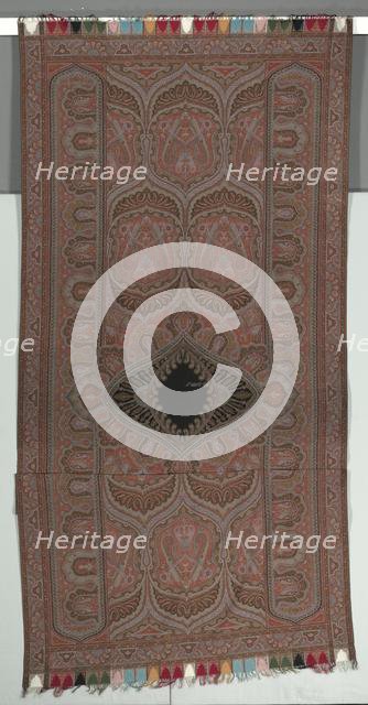 Long Shawl with Botehs, Black Center, and Lobed Arcades, 1855. Creator: Emile Frederic Herbert (French).