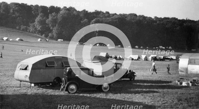 1930 Austin Seven with Winchester Streamline caravan. Creator: Unknown.