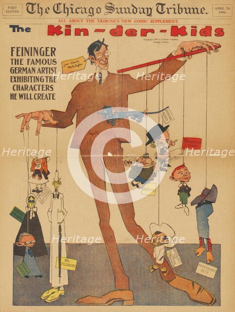 Comic strips from the series Kin-der-Kids. Chicago Tribune, 1906-1907. Creator: Feininger, Lyonel (1871-1956).