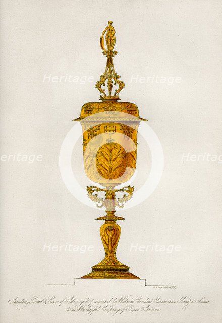 Standing bowl and cover of silver gilt, 1840. Artist: Robert Blemmell Schnebbelie