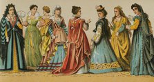 History of Italy: Madam's dresses, 1500-1600, (1881).  Creator: Unknown.
