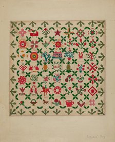 Applique Quilt, 1938. Creator: Suzanne Roy.