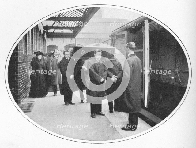 At the Necropolis Company's station, Westminster Bridge Road, London, c1900 (1903). Artist: Unknown.
