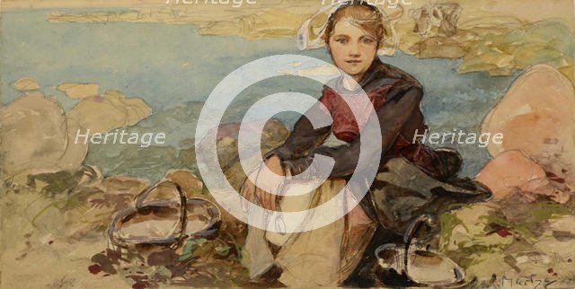 On the shore, c. 1900. Creator: Mucha, Alfons Marie (1860-1939).