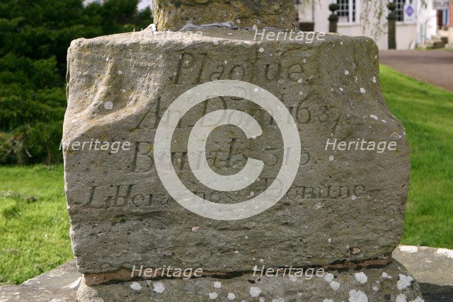 Inscription on the base of a Plague Cross, Ross-on-Wye, Herefordshire