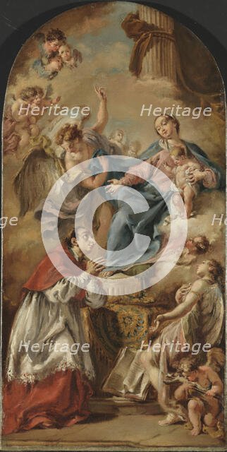 The Virgin and Child adored by Saint Carlo Borromeo, Undated. Creator: Giovanni Battista Pittoni the Younger.