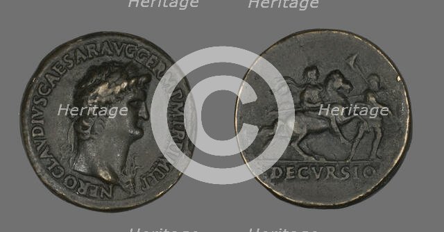 Sestertius (Coin) Portraying Emperor Nero, 54-69. Creator: Unknown.
