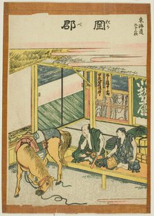 Okabe, from the series "Fifty-three Stations of the Tokaido (Tokaido gojusan tsugi)", Japan, c.1806. Creator: Hokusai.