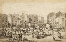 Drawing - The Bull Ring & Nelson Statue, Birmingham, 1845. Creator: David Cox the Elder.