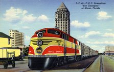 FEC Railway streamliner train 'The Champion', at Miami, Florida, USA, 1940. Artist: Unknown
