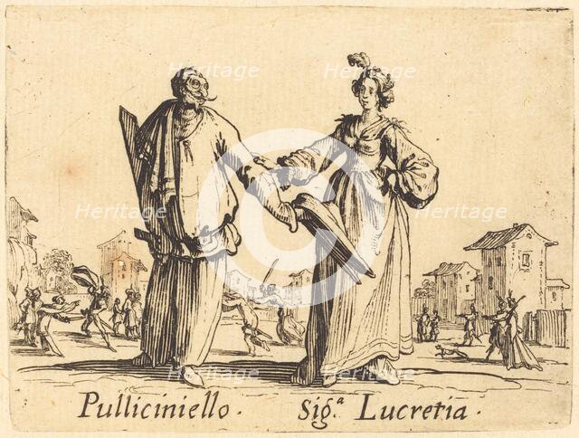 Pulliciniello and Siga. Lucretia, c. 1622. Creator: Jacques Callot.
