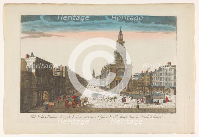 View of Somerset House and Saint Mary-le-Strand Church in London, 1745-1775. Creator: Unknown.