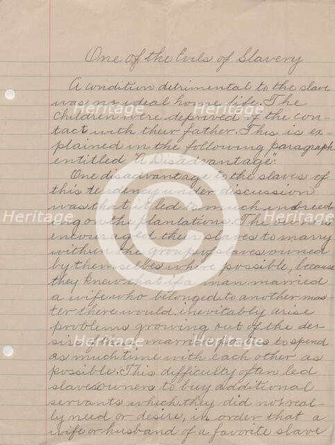 One of the Evils of Slavery, 1940. Creator: Unknown.