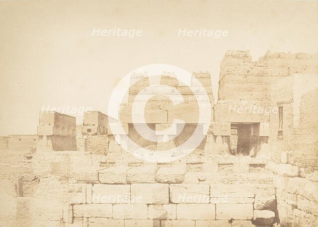 Pigeonniers bâtis sur la colonnade méridionale du palais d'Aménophis III, à Louxor, Thèbes, 1849-50. Creator: Maxime du Camp.